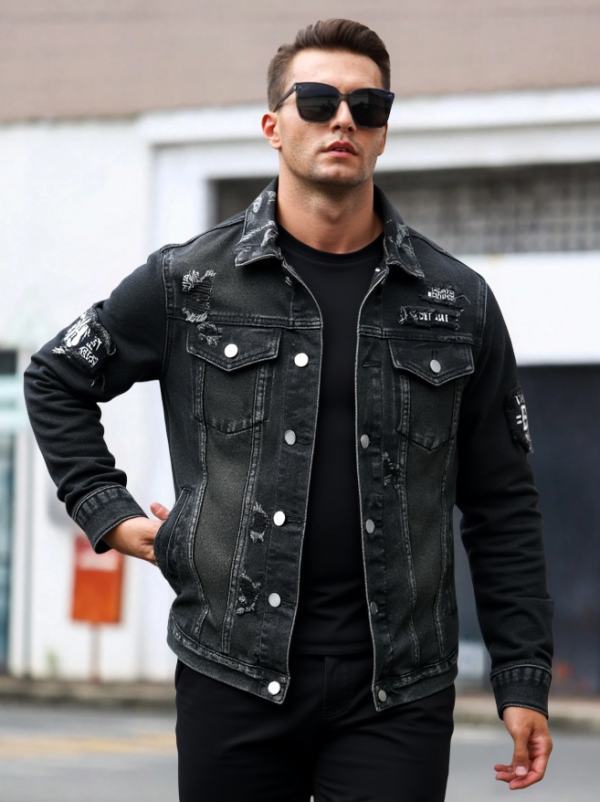 0dda3b50-9e72-487b-8fd3-d59dec1bca45.jpg Form-fitting Denim Jacket For Men - Image 1