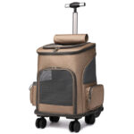 Portable Folding Trolley Pet Backpack Traveling Cat Backpack With Universal Wheel Trolley Pet Bag - Image 4