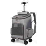 Portable Folding Trolley Pet Backpack Traveling Cat Backpack With Universal Wheel Trolley Pet Bag - Image 5