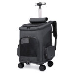 Portable Folding Trolley Pet Backpack Traveling Cat Backpack With Universal Wheel Trolley Pet Bag - Image 6