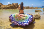 Polygon Printing Tassel Round Bath Towel Yoga Mat - Image 6