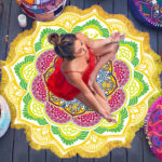 Polygon Printing Tassel Round Bath Towel Yoga Mat - Image 3