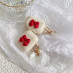 Beige Red Bow Shell Pendant Wireless Earphone Case - Image 2