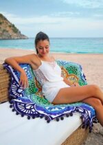 Polygon Printing Tassel Round Bath Towel Yoga Mat - Image 7