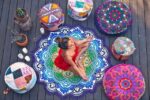 Polygon Printing Tassel Round Bath Towel Yoga Mat - Image 9