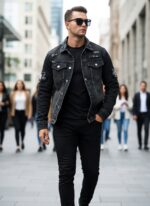 Form-fitting Denim Jacket For Men - Image 9