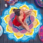 Polygon Printing Tassel Round Bath Towel Yoga Mat - Image 4