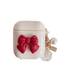 Beige Red Bow Shell Pendant Wireless Earphone Case - Image 5