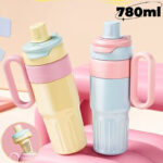780ml Gradient Double Drink Thermal Cup Stainless Steel With Lid Coffee Cup Thermos Large Capacity Straw Cup For Male And Female