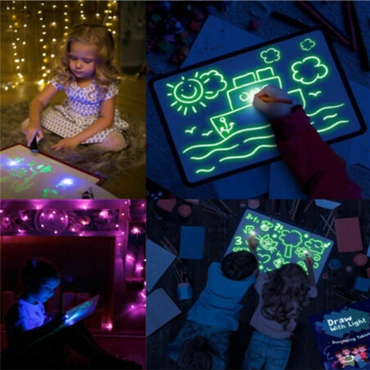 ea14eed5-588a-44d0-802f-817e2ad83dc6.jpg Educational Toy Drawing Pad 3D Magic 8 Light Effects Puzzle Board Sketchpad - Image 1